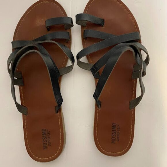 Mossimo Supply Co.  Women’s Brown Black Strappy Flat Sandals Size 7 1/2 - Picture 3 of 10